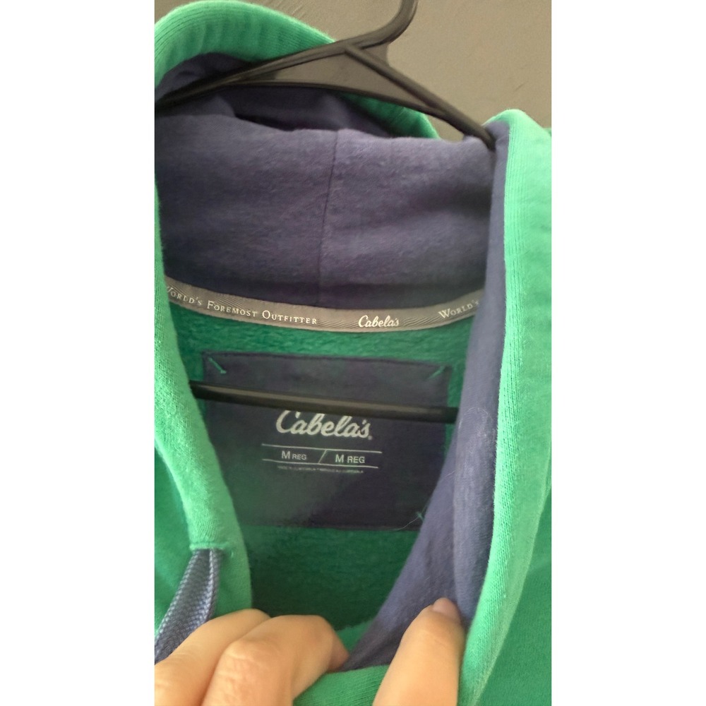 Cabelas Mens Green Pullover Hoodie Embroidered Logo Hunting Medium Outdoor - Picture 8 of 8